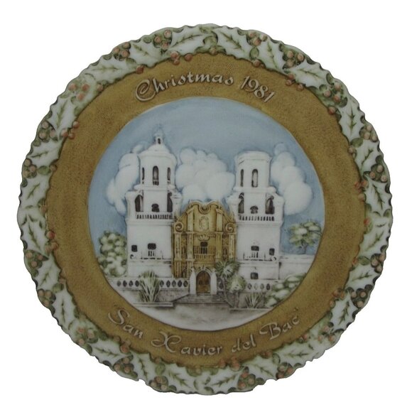 Fenton Christmas Plate 1981 San Xavier Del Bac Hand Painted Signed Watson - Picture 1 of 8